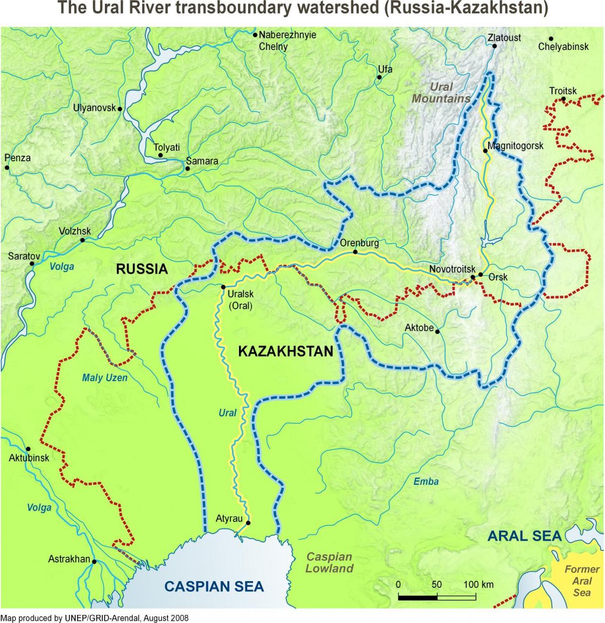 carte de la république du Kazakhstan de la rivière