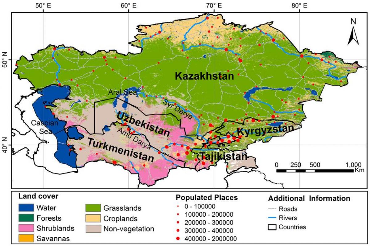 carte de la république du Kazakhstan du climat