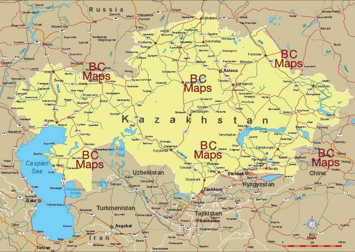 Kazakhstan villes de la carte